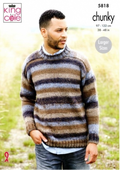 Knitting Pattern - King Cole 5818 - Autumn Chunky - Men's Sweaters